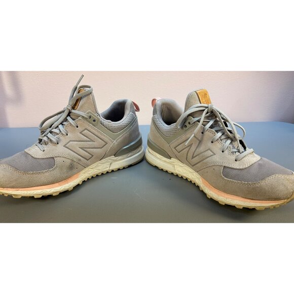 New Balance 574 Womens 10 Running Shoes Light Gray & Pink Suede Upper - Picture 3 of 10